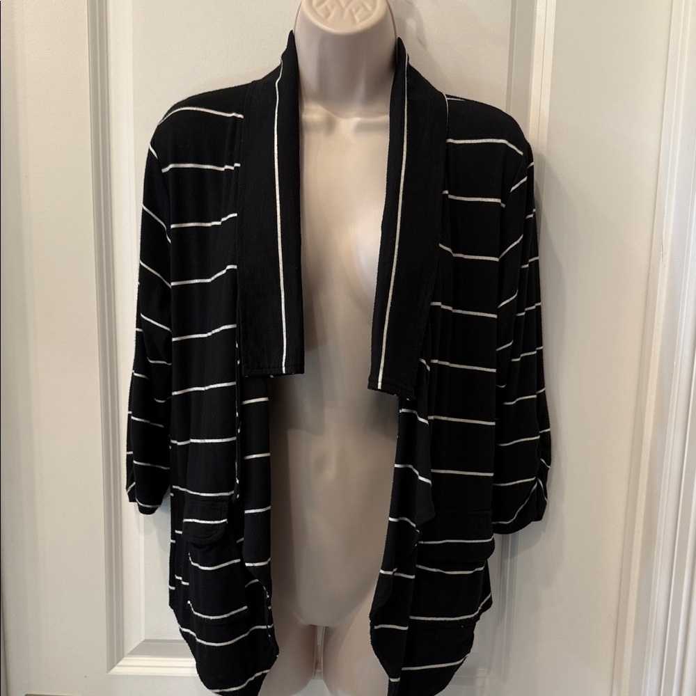 Black and White Striped Women's Sweater - Backless Brand
